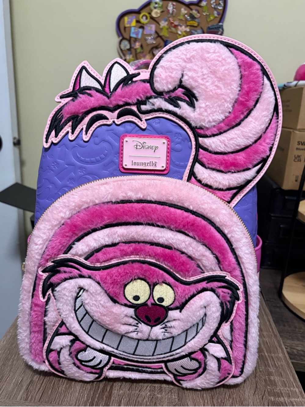 🔥 Loungefly Disney Alice in Wonderland Fuzzy Cheshire Cat Mini Backpack